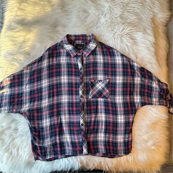 Rails Women's Plaid Dolman Sleeve Button-Up Flannel Shirt  L Cowgirl Western - Picture 4 of 14